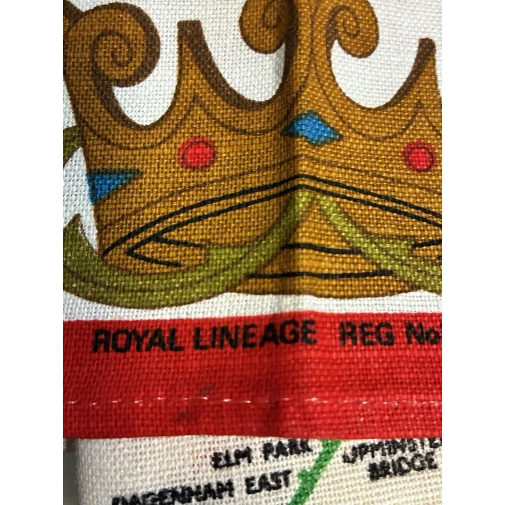 Vintage Irish Linen Tea Towel The Royal Lineage Towel Red White Blue